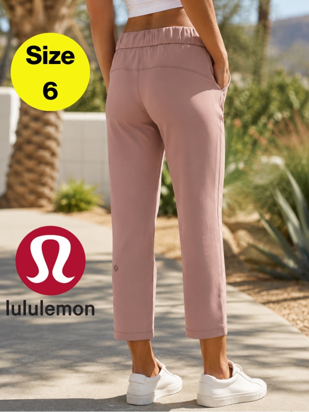LULULEMON 🌹 On the Fly 7/8 Capri Pants in Dusty Rose, Pockets (Women’s Size 6)